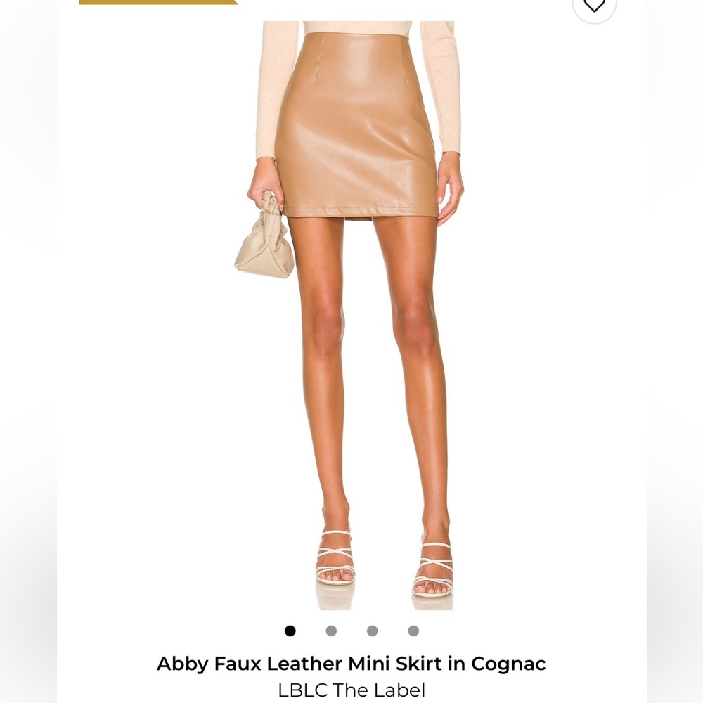 LBLC the Label Cognac Faux Leather Mini Skirt